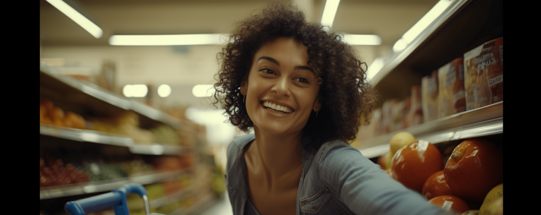 Jane at a salvage grocery store