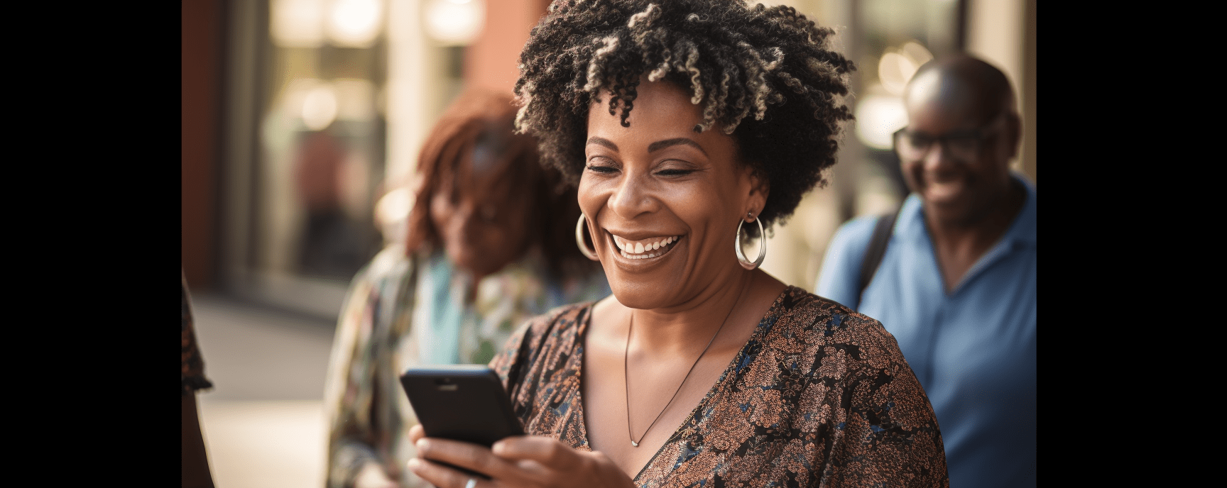 woman happy on phone connected via the lifeline program
