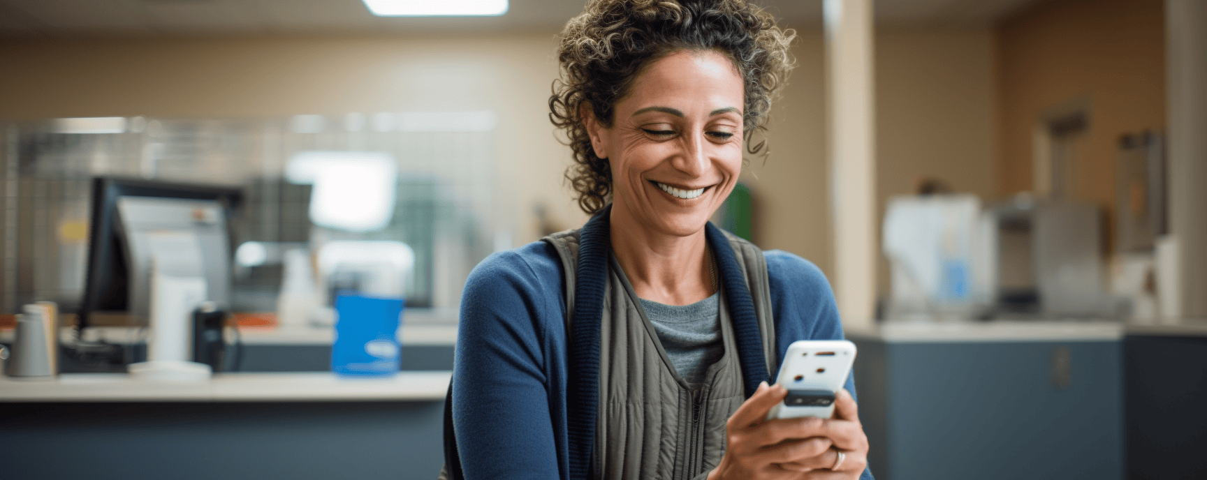 Woman on SSI using a phone provided by the Lifeline program